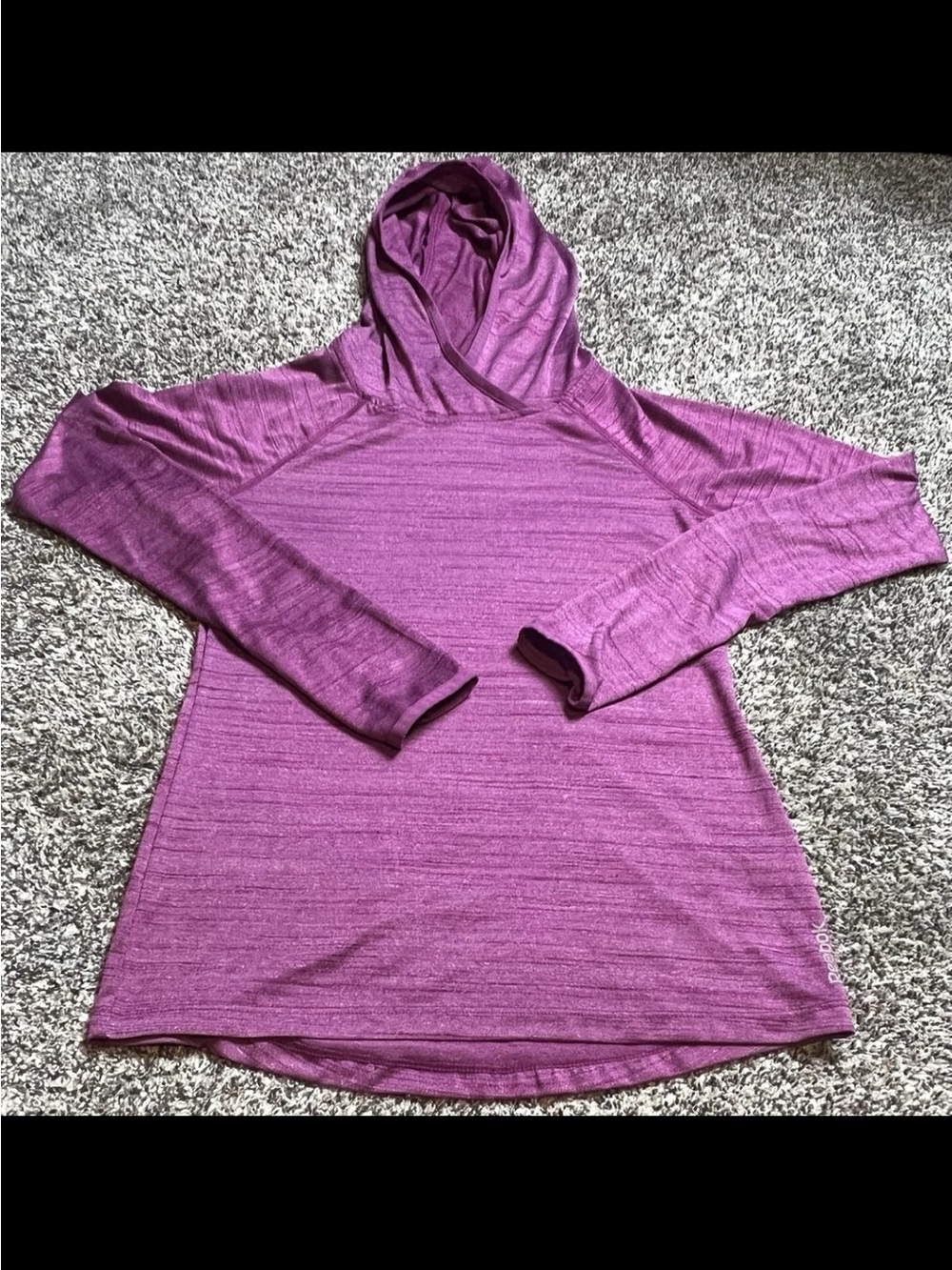 Reebok Women's Heathered Purple Hooded Long-Sleeve Top
